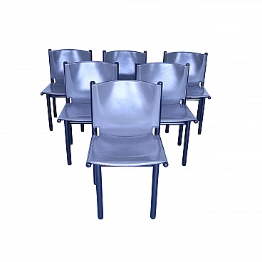 6 leather chairs Caprile by Gianfranco Frattini for Cassina, 80s