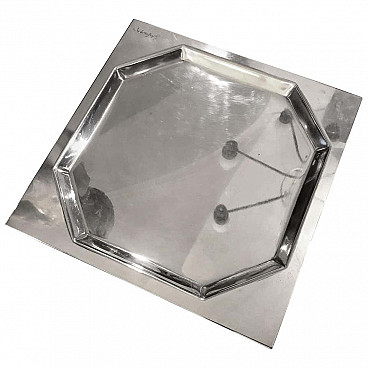 Silver plated square tray by Carlo Scarpa for Cleto Munari, 70's