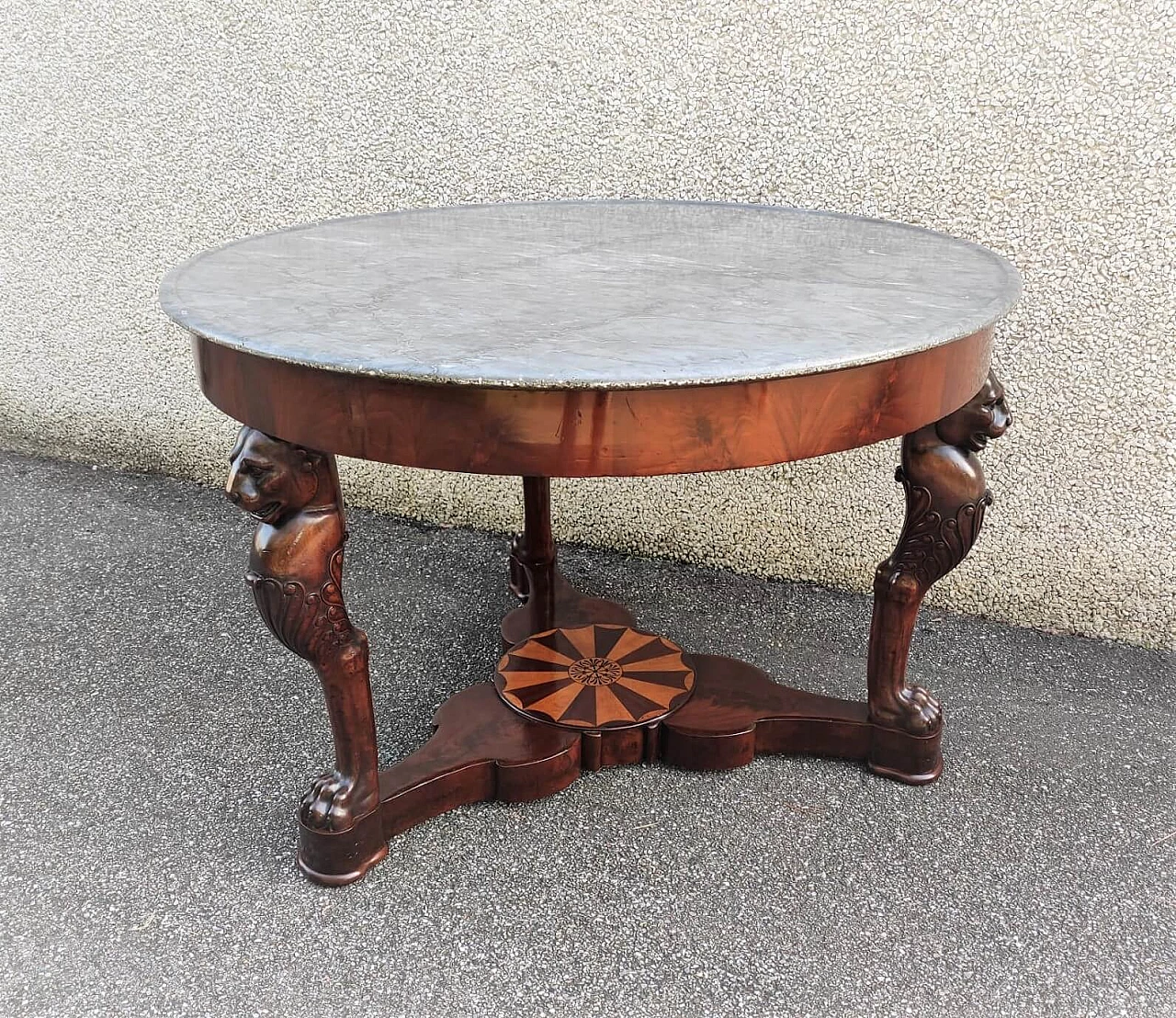 Sicilian table Empire period in mahogany feather, beginning of 19th century 1157787