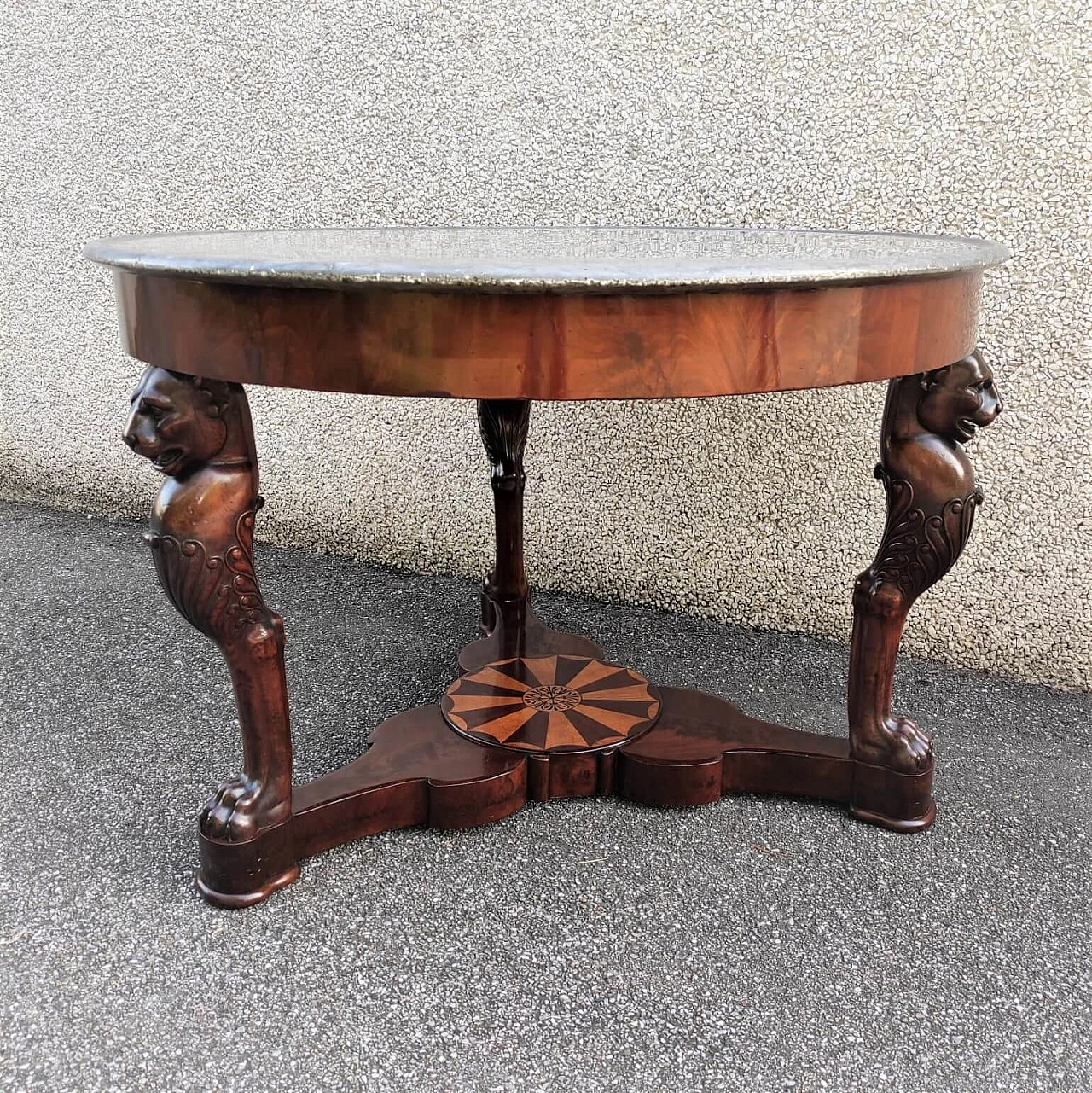 Sicilian table Empire period in mahogany feather, beginning of 19th century 1157788