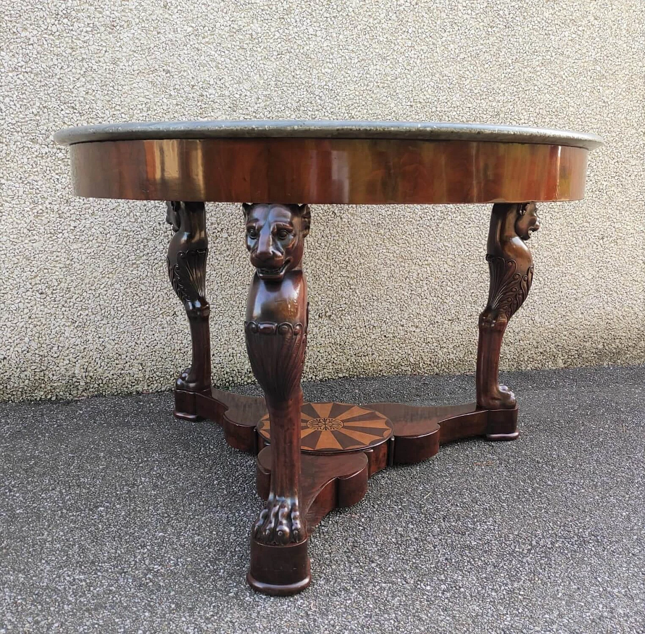 Sicilian table Empire period in mahogany feather, beginning of 19th century 1157789