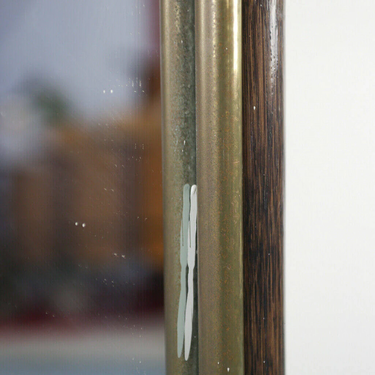 Specchio con cornice in bamboo, anni '70 1158014