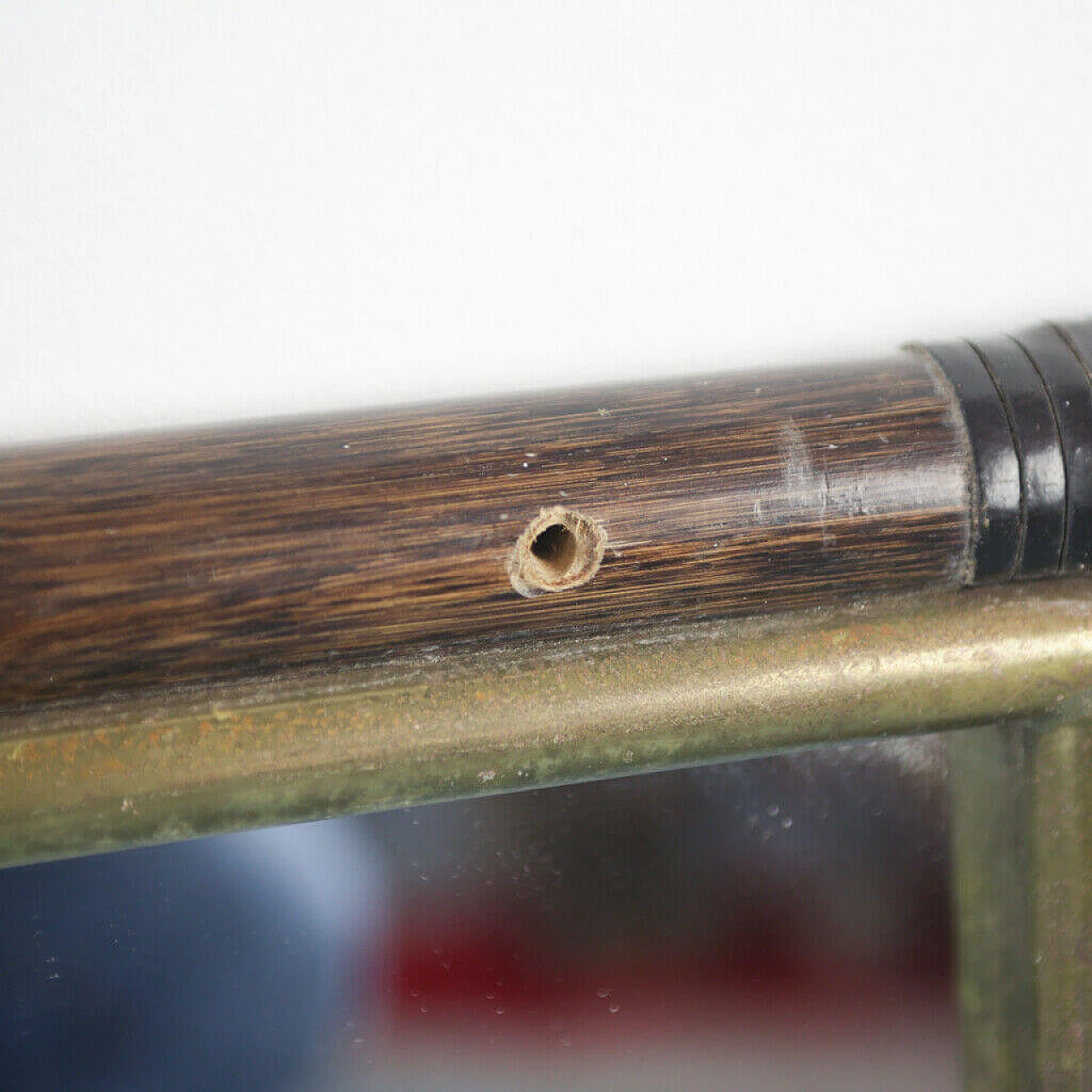 Specchio con cornice in bamboo, anni '70 1158016