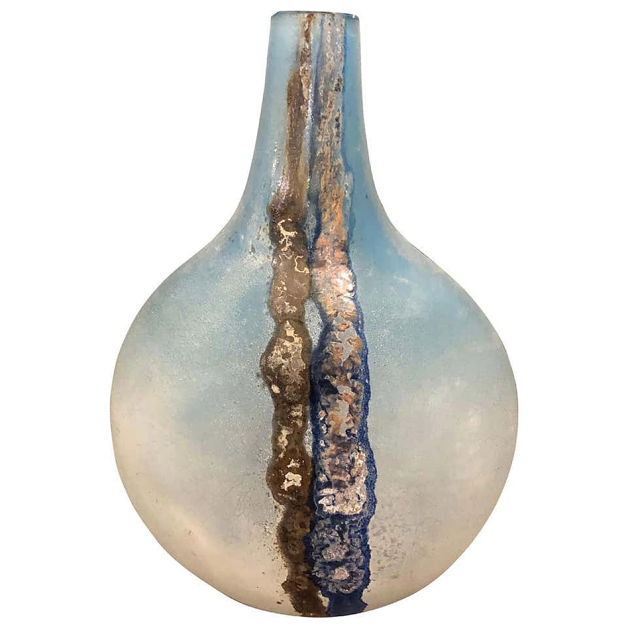 Vaso in vetro Scavo di Murano blu di Alfredo Barbini, anni '70 1158056