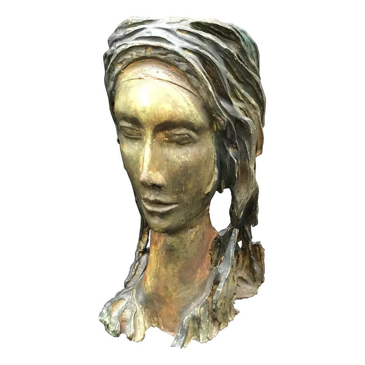 Female face in terracotta, unique piece, 1950s 1158085