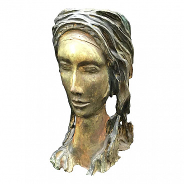 Female face in terracotta, unique piece, 1950s