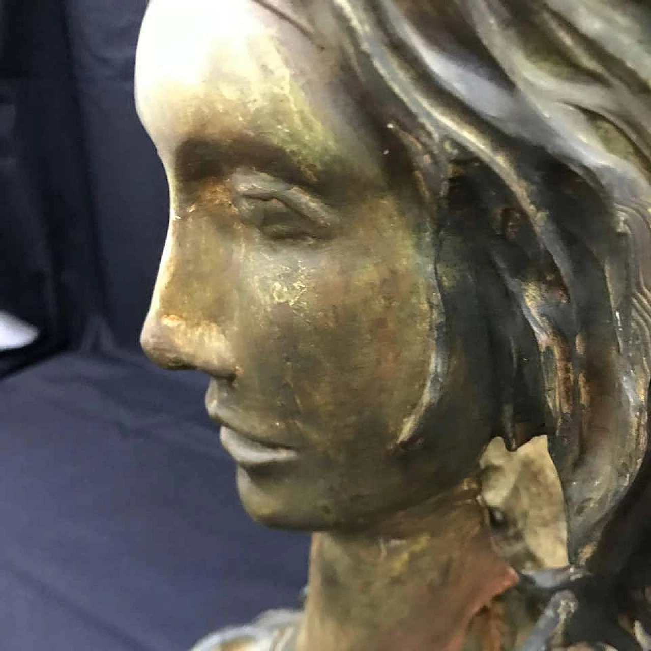 Female face in terracotta, unique piece, 1950s 1158089