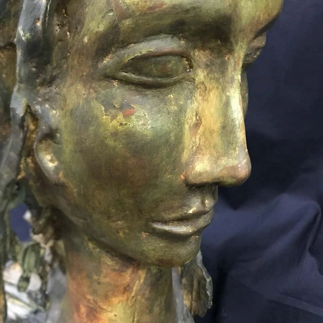 Female face in terracotta, unique piece, 1950s 1158093
