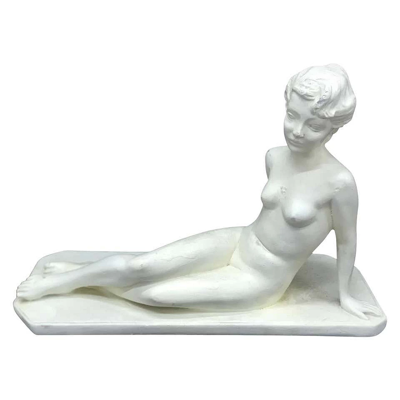 Scultura corpo di donna in ceramica bianca Art Deco, anni '30 1158104