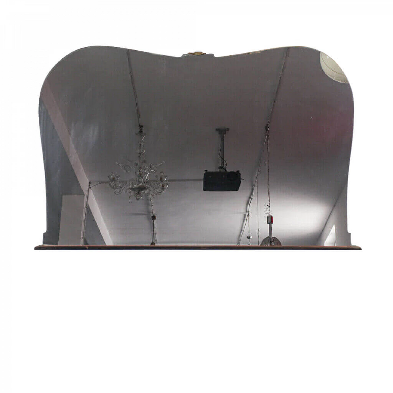 Specchio in legno e ottone di Longoni, anni '50 1158602