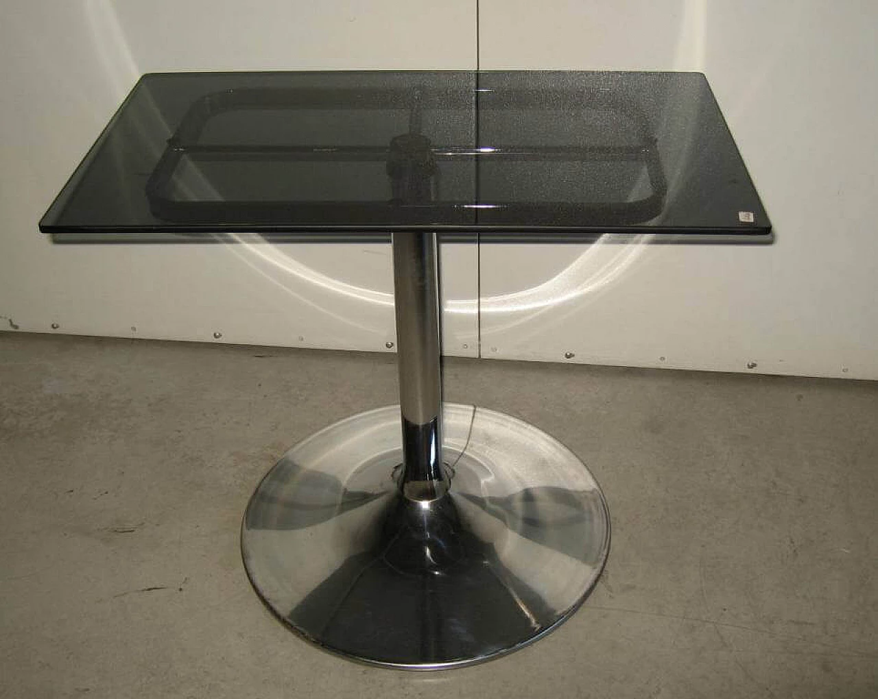 Tavolino in acciaio e vetro di Allegri Parma, anni '70 1158681