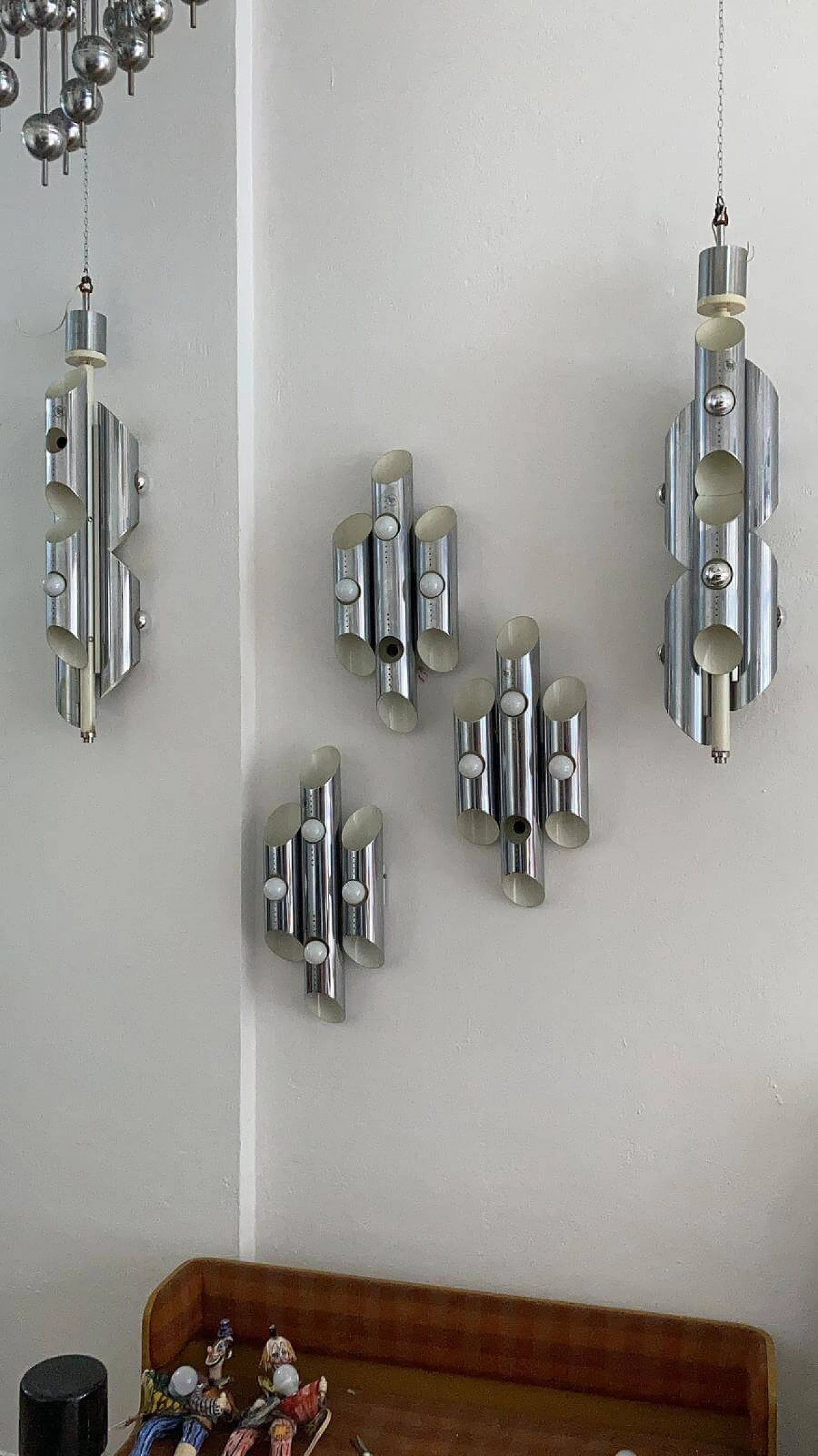Coppia di lampadari e 3 appliques di Oma Illuminazione, anni '60 1158792