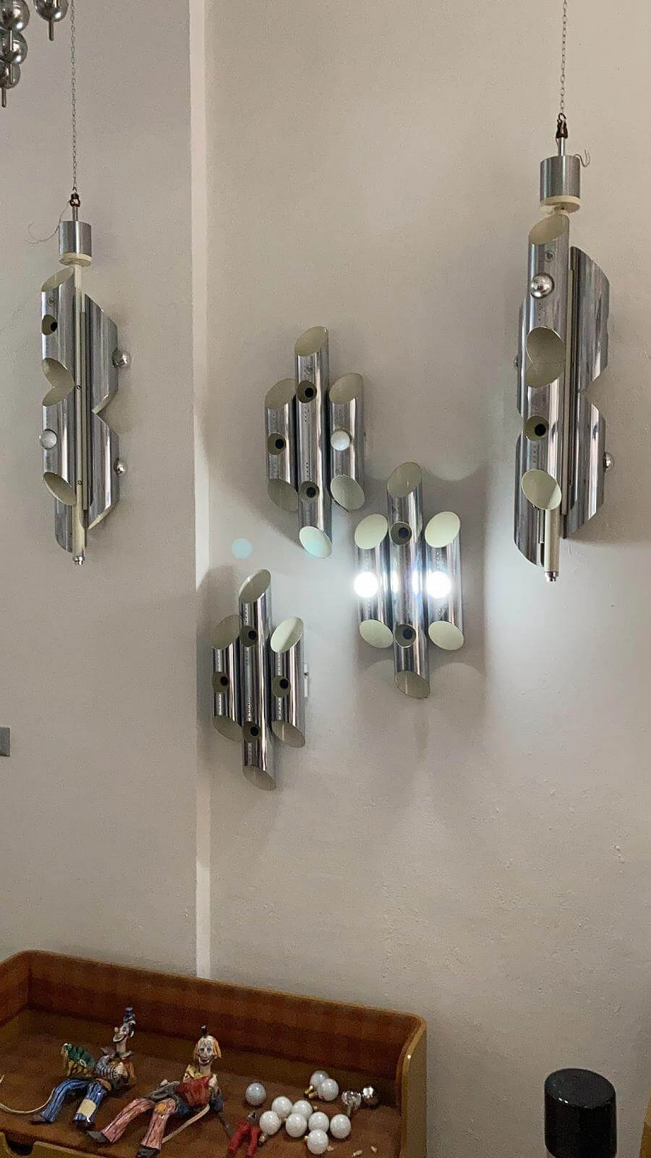 Coppia di lampadari e 3 appliques di Oma Illuminazione, anni '60 1158793