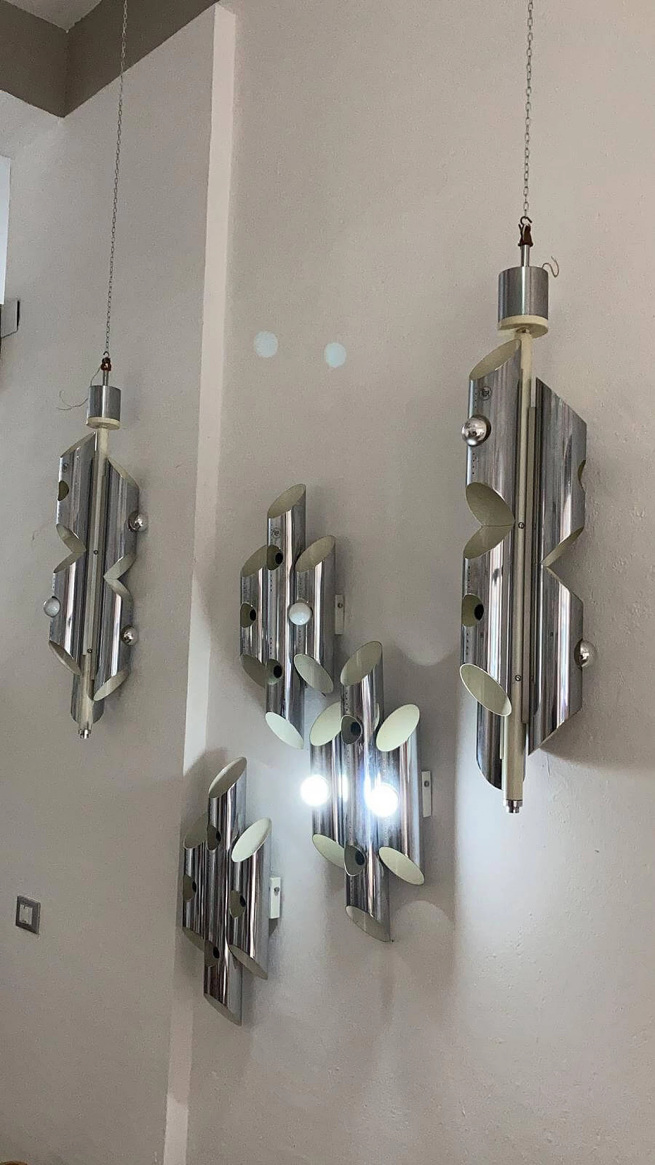 Coppia di lampadari e 3 appliques di Oma Illuminazione, anni '60 1158802