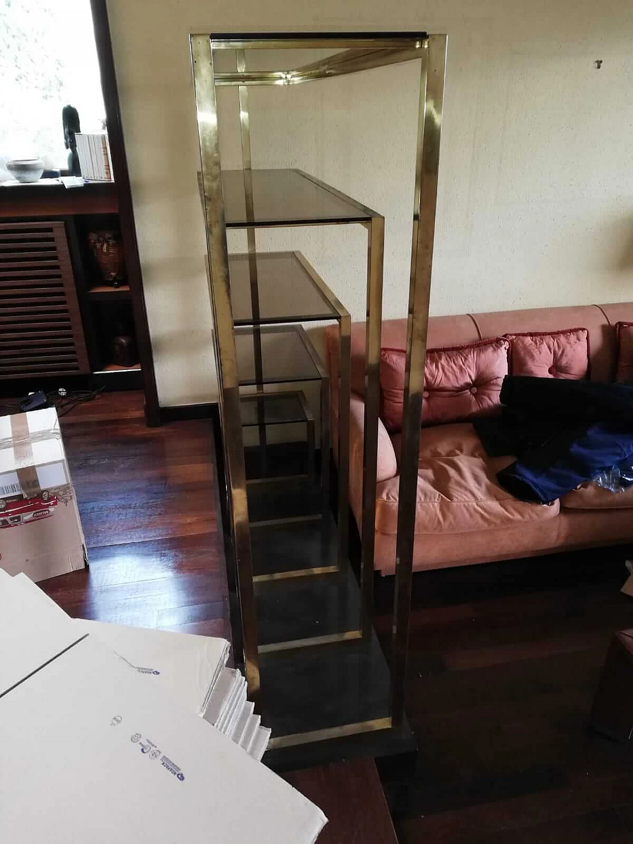 Crystal and brass bookcase by Romeo Rega, 70s 1158926