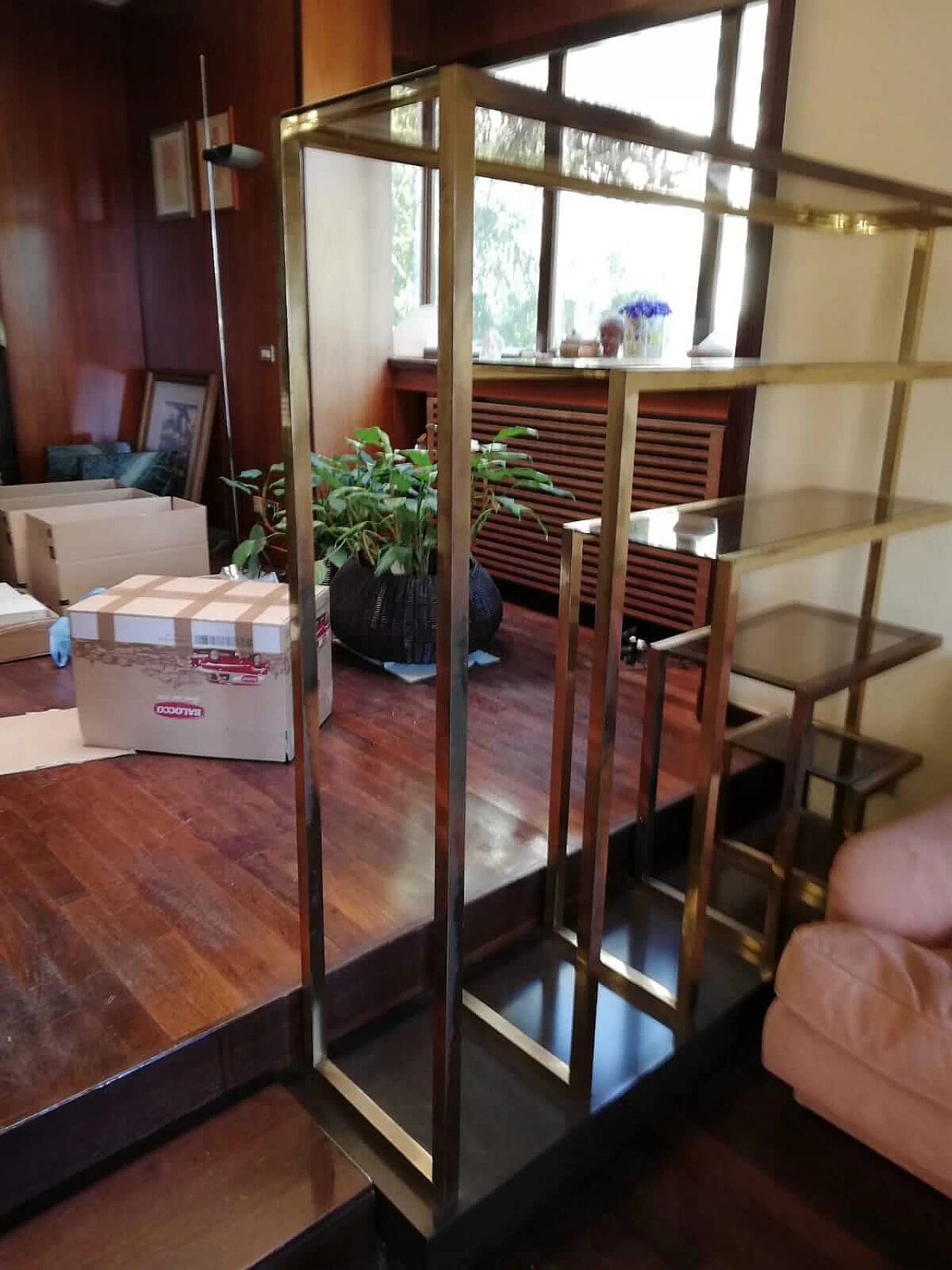 Crystal and brass bookcase by Romeo Rega, 70s 1158974