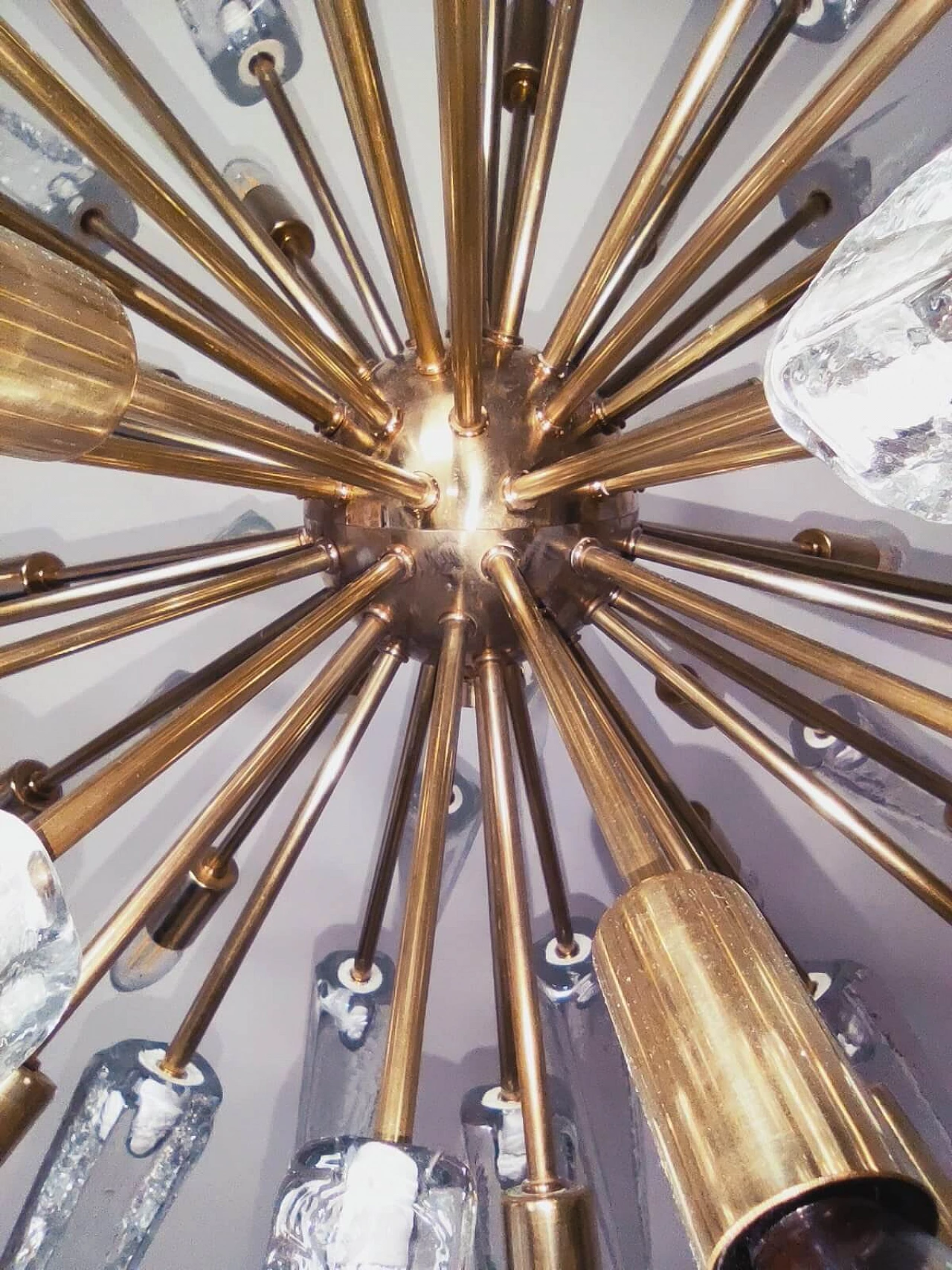 Sputnik brass and glass chandelier with 30 lights 1159294