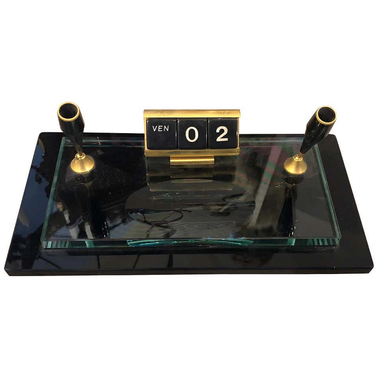 Calendario perpetuo da scrivania con portapenne, anni '50 1159339