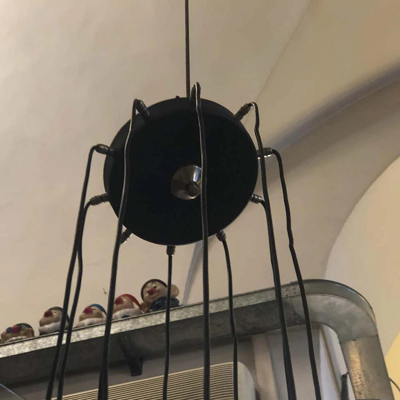 S shaped cascade chandelier with 10 lights with sculptural glass shade, 70s 1159376