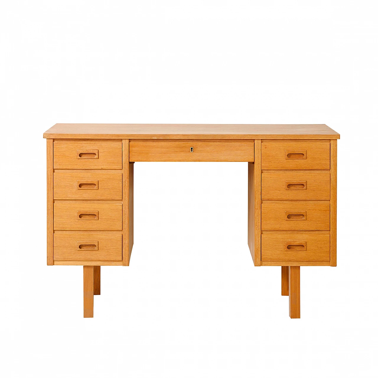 Scrivania scandinava in teak con nove cassetti, anni '60 1159457