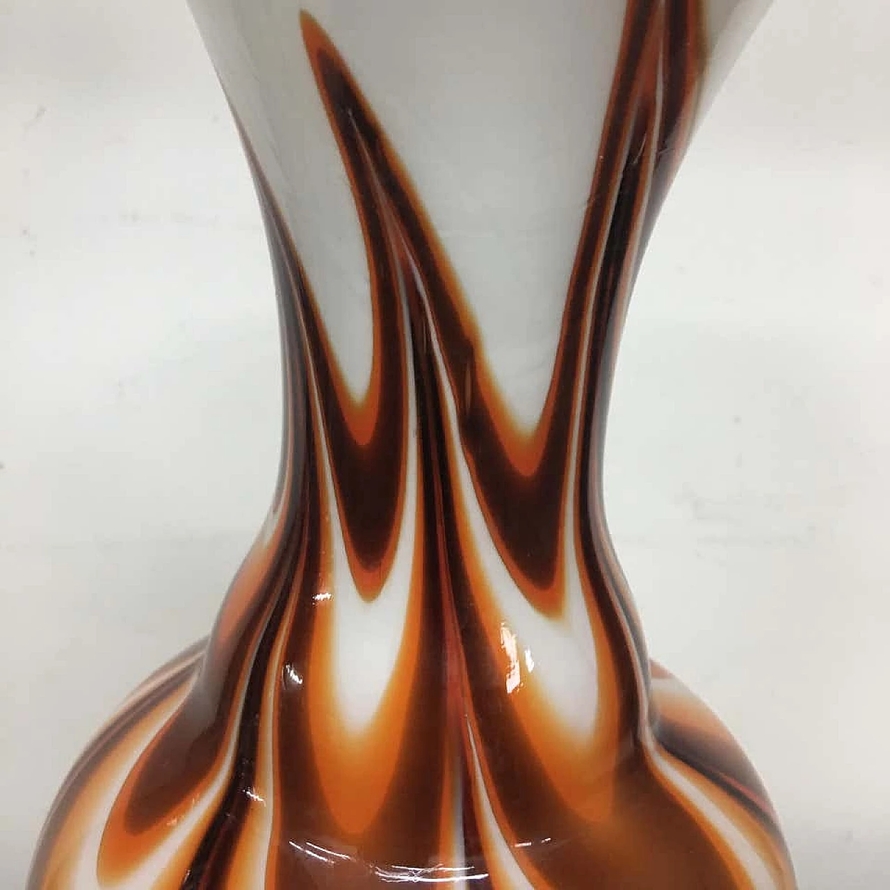 Opaline, orange and brown glass vase by Carlo Moretti, 70s 1159646
