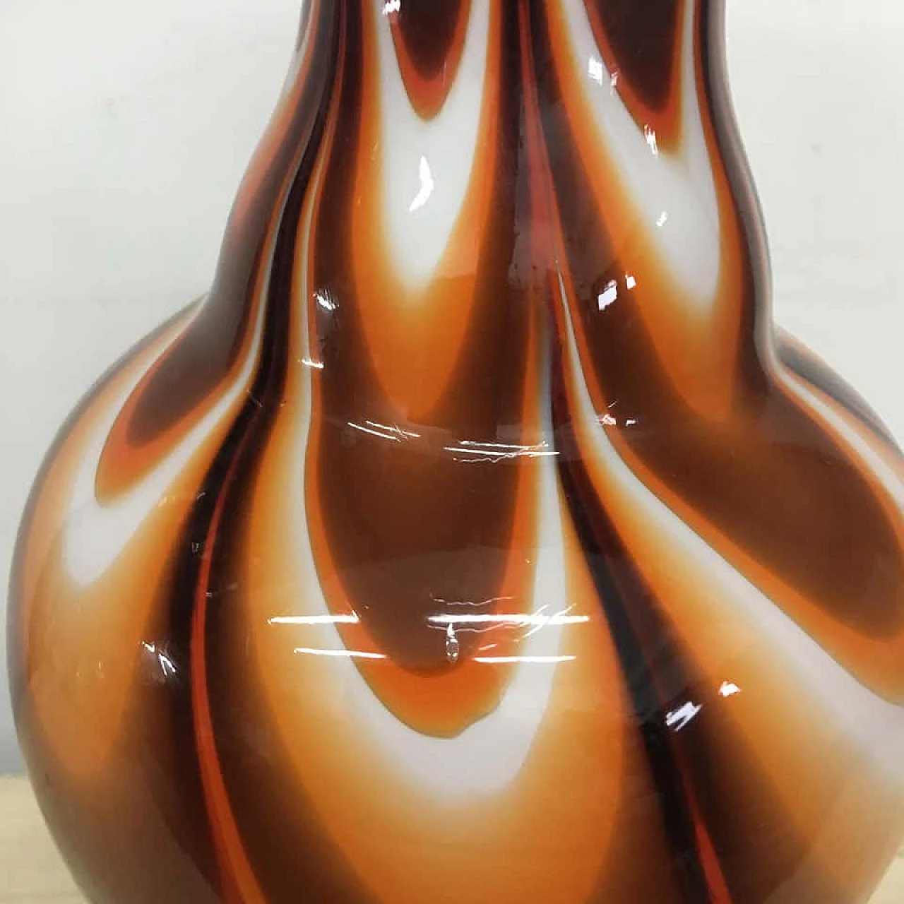Opaline, orange and brown glass vase by Carlo Moretti, 70s 1159647