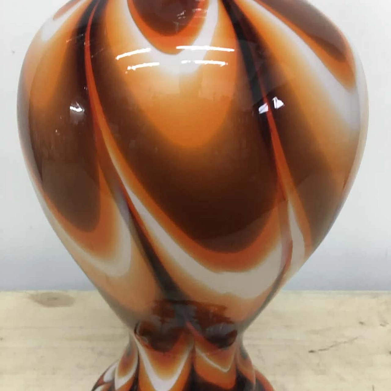 Opaline, orange and brown glass vase by Carlo Moretti, 70s 1159648
