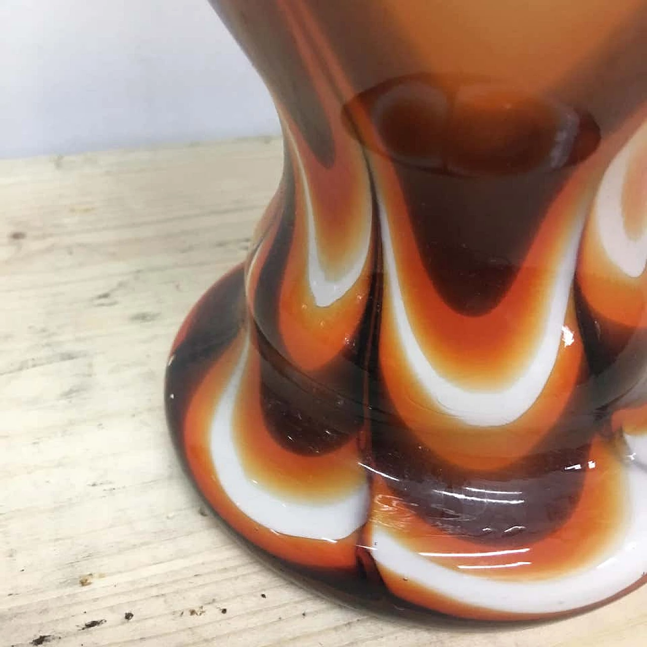 Opaline, orange and brown glass vase by Carlo Moretti, 70s 1159650