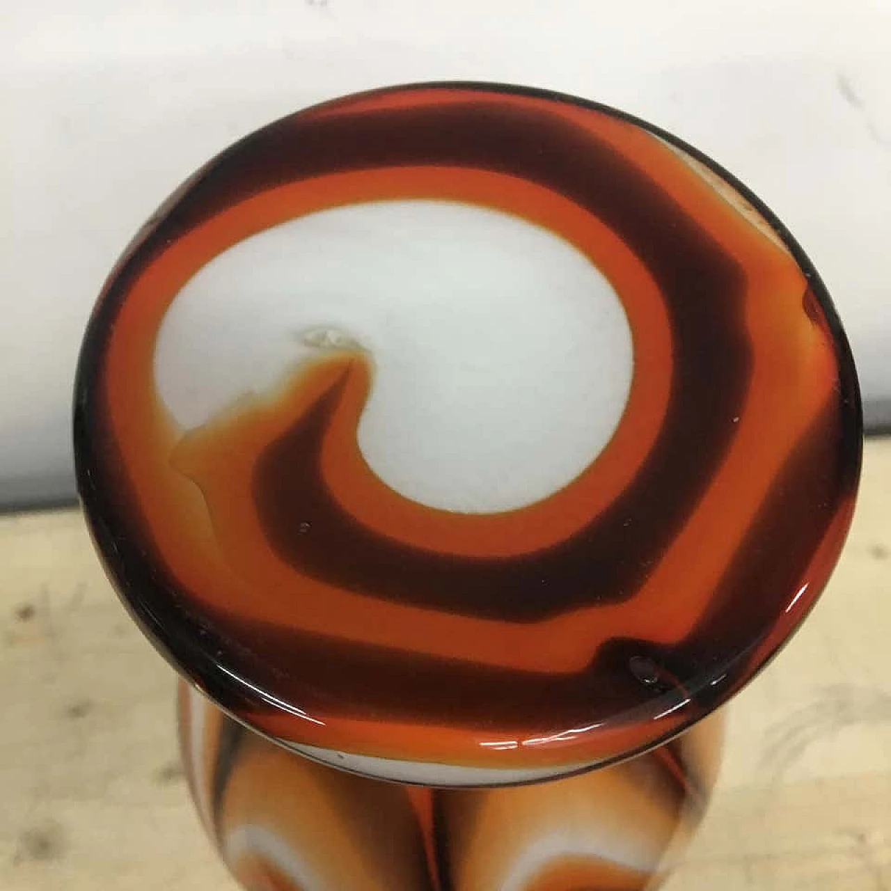 Opaline, orange and brown glass vase by Carlo Moretti, 70s 1159651