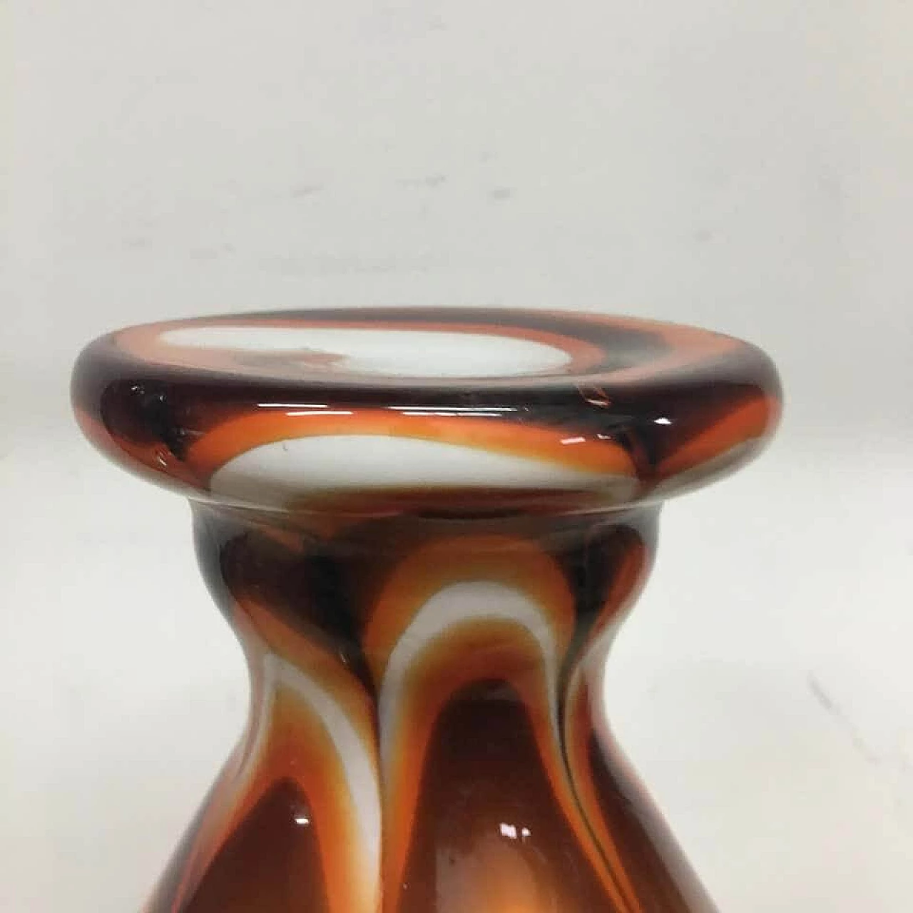 Opaline, orange and brown glass vase by Carlo Moretti, 70s 1159652