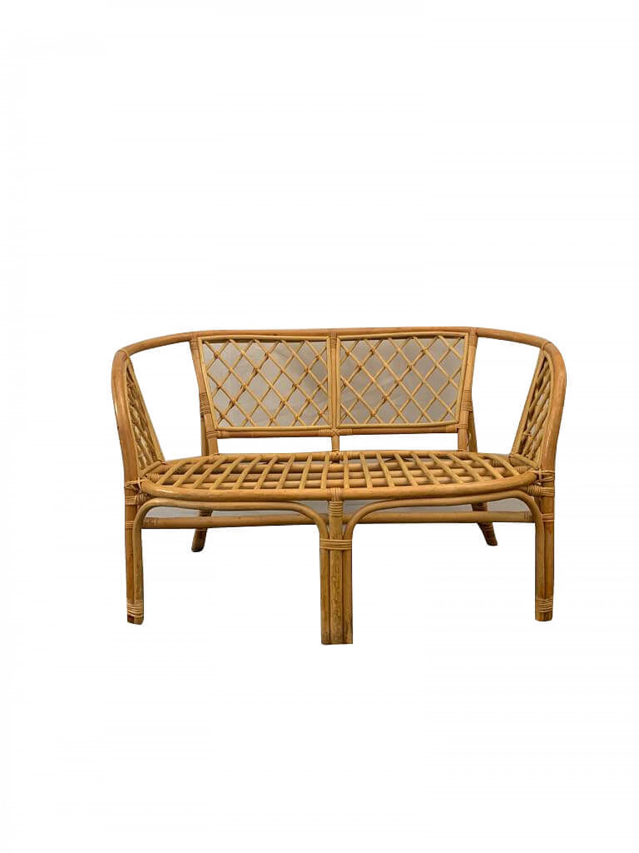 Wicker and bamboo sofa, 70's 1159909