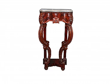 Console carved in mahogany feather with marble top, '800