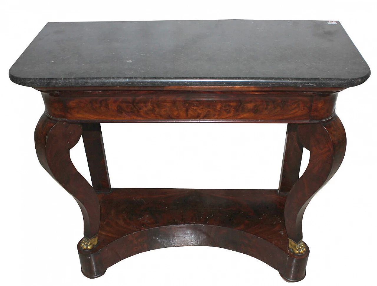 Consolle Carlo X stile Impero Francese in piuma di mogano, '800 1160087