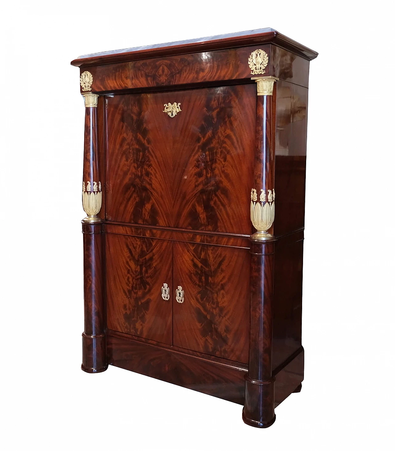 Secretaire Impero Francese in piuma di mogano, '800 1160219