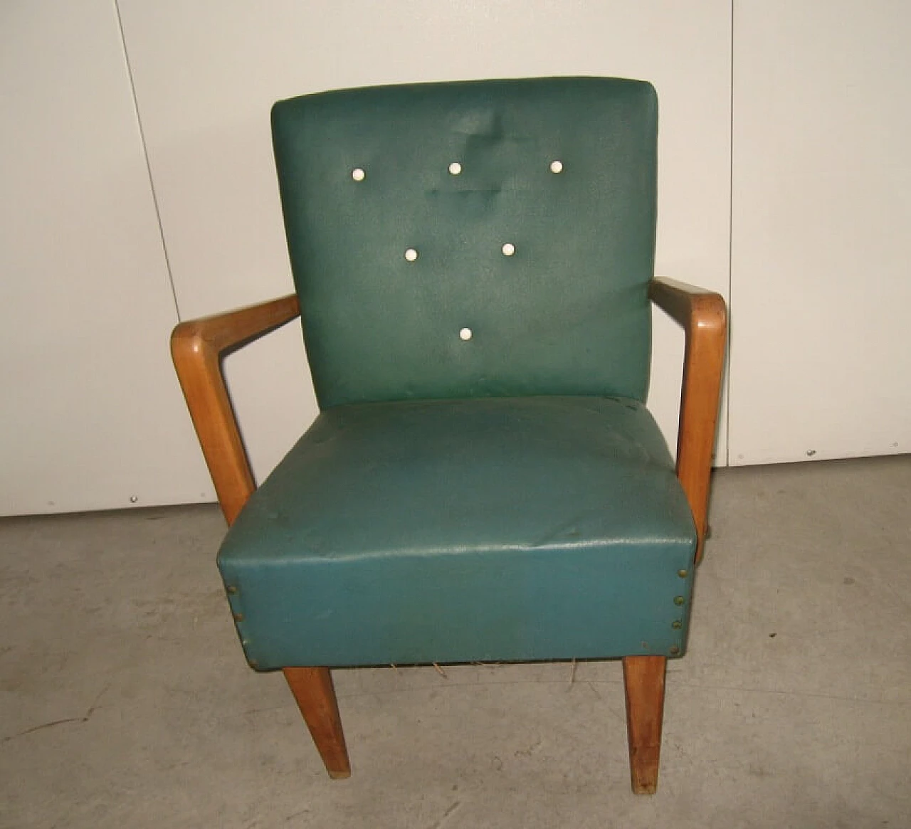 Green skai armchair, 60's 1160268