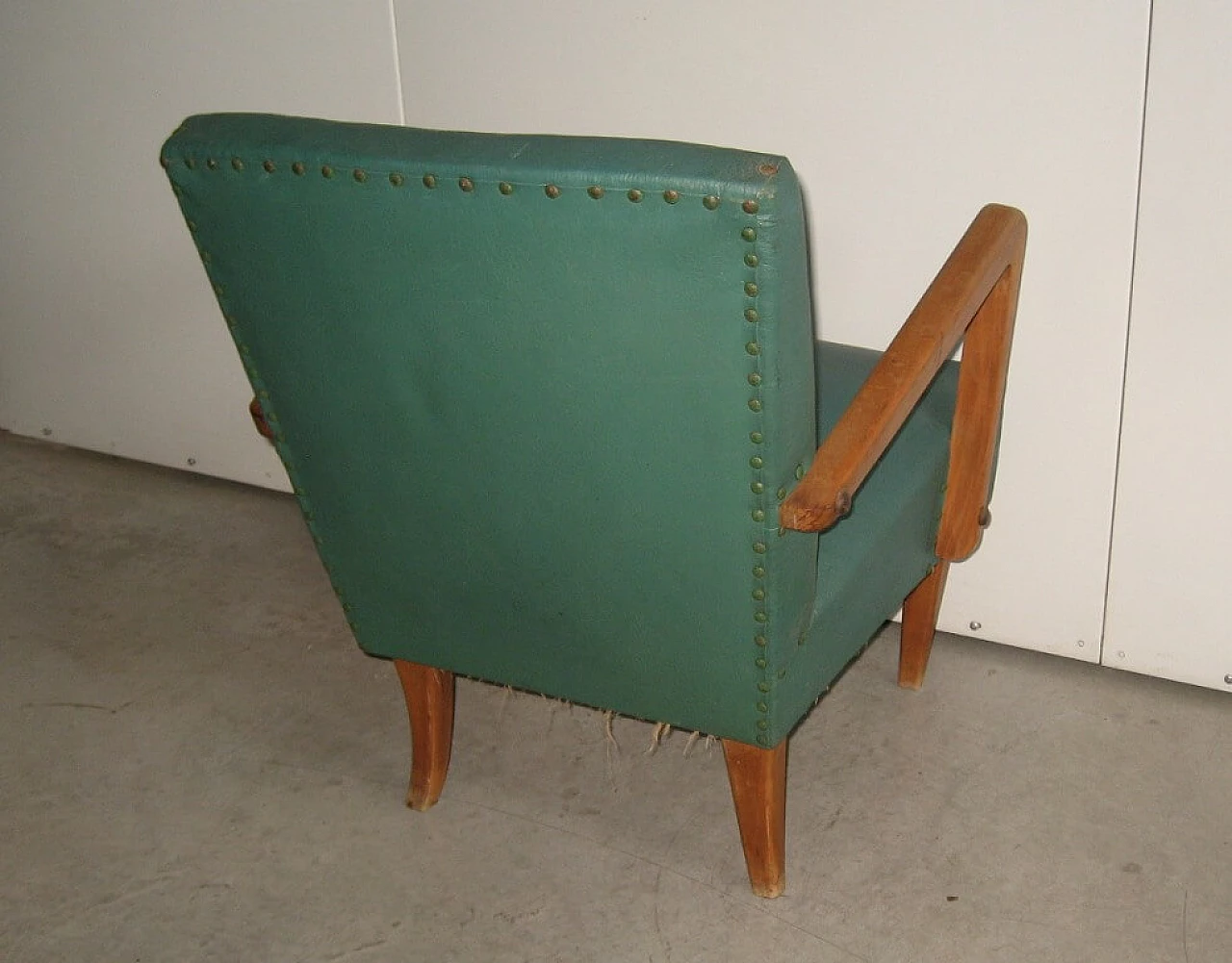 Green skai armchair, 60's 1160270