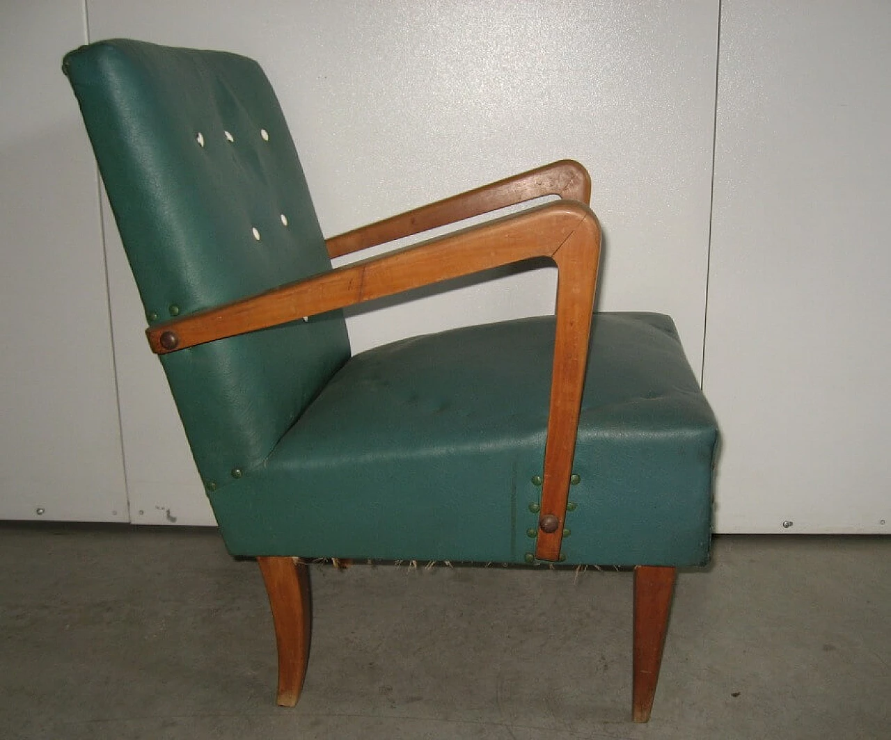 Green skai armchair, 60's 1160271
