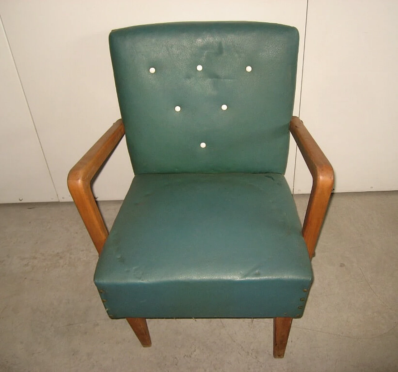 Green skai armchair, 60's 1160272