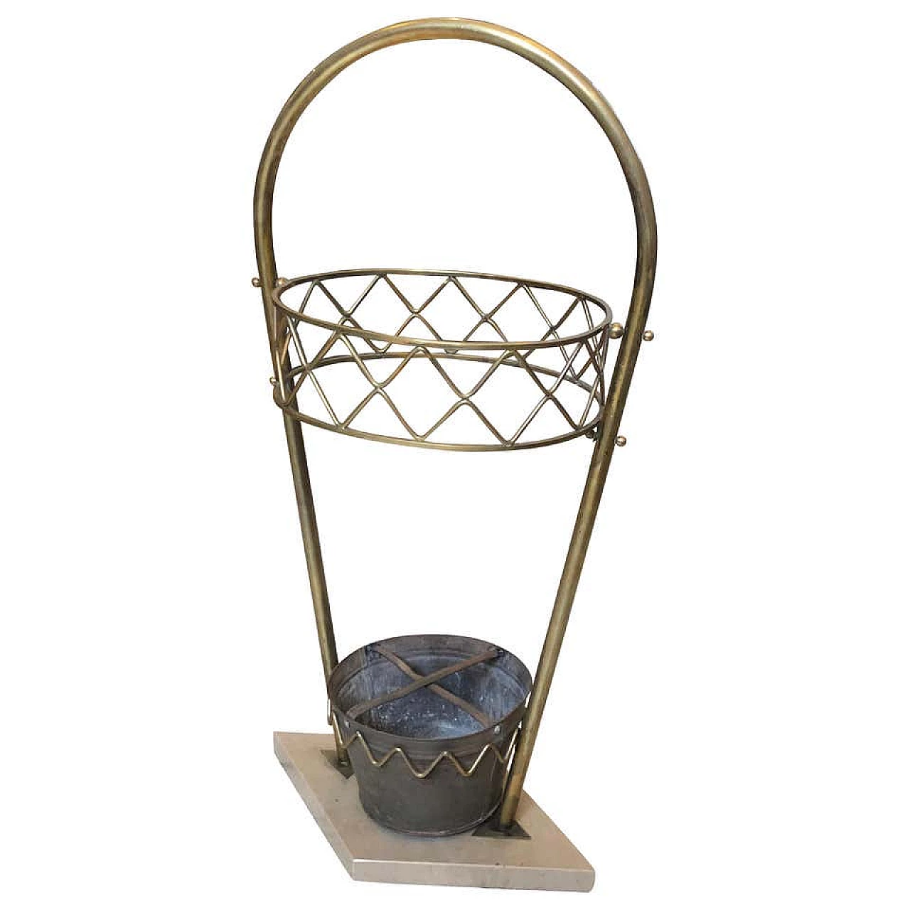 Umbrella stand in brass and marble in the style of Gio Ponti, 1950s 1160374