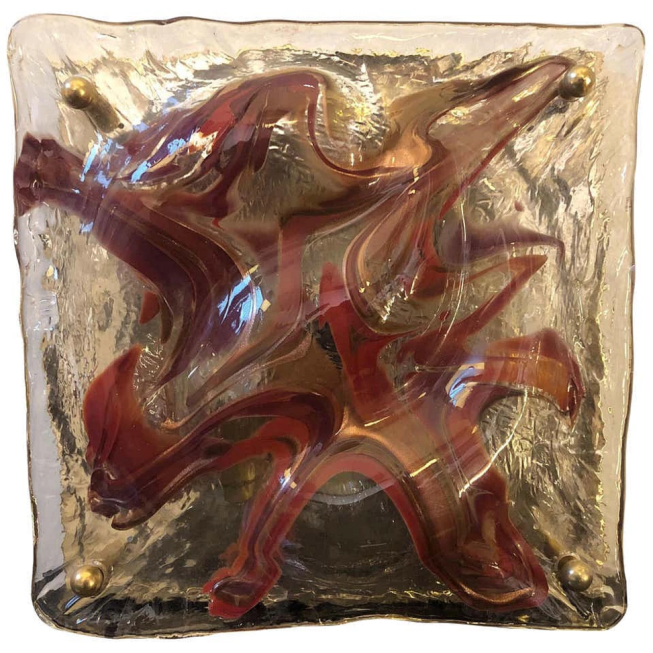 Plafoniera in vetro di Murano e ottone di La Murrina, anni '60 1160514