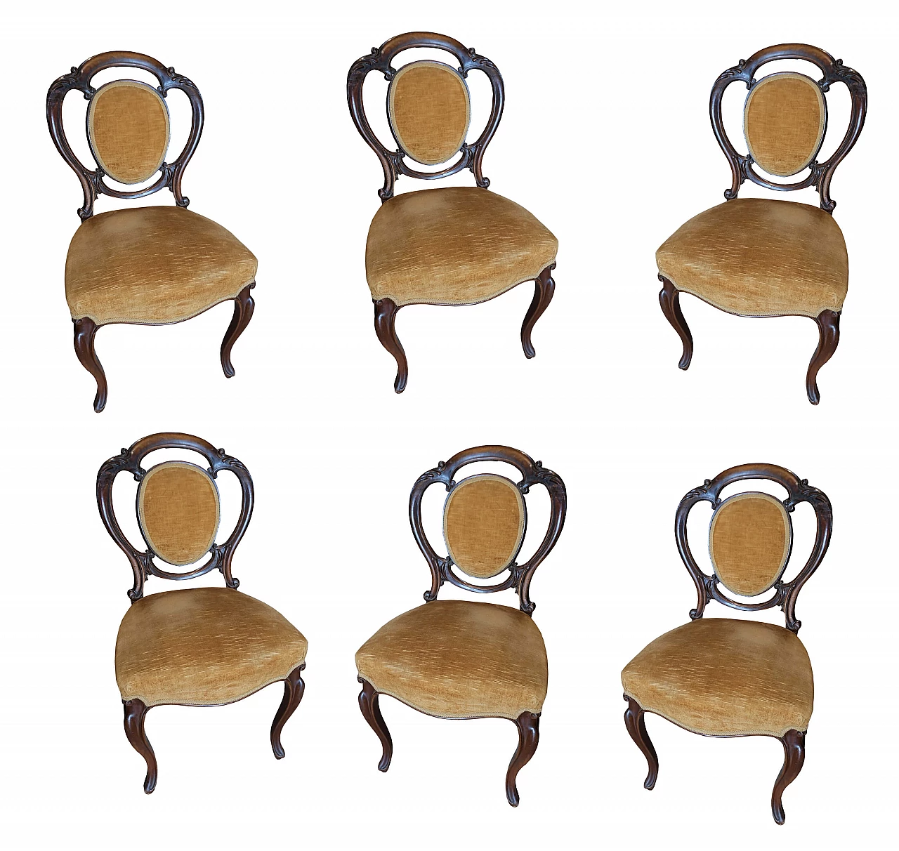 6 sedie in noce di epoca vittoriana, '800 1161033