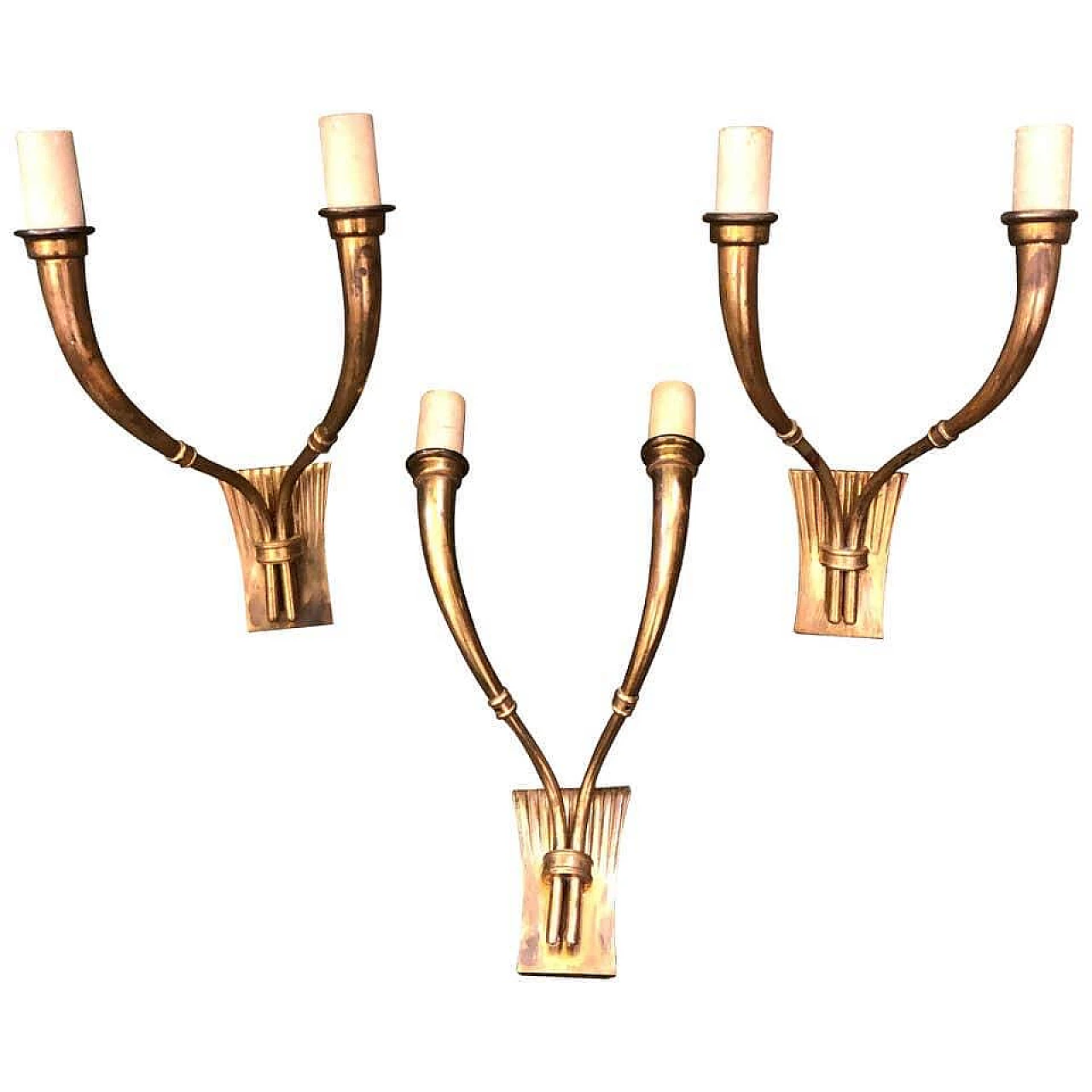 3 brass italian wall sconces, 50s 1161112