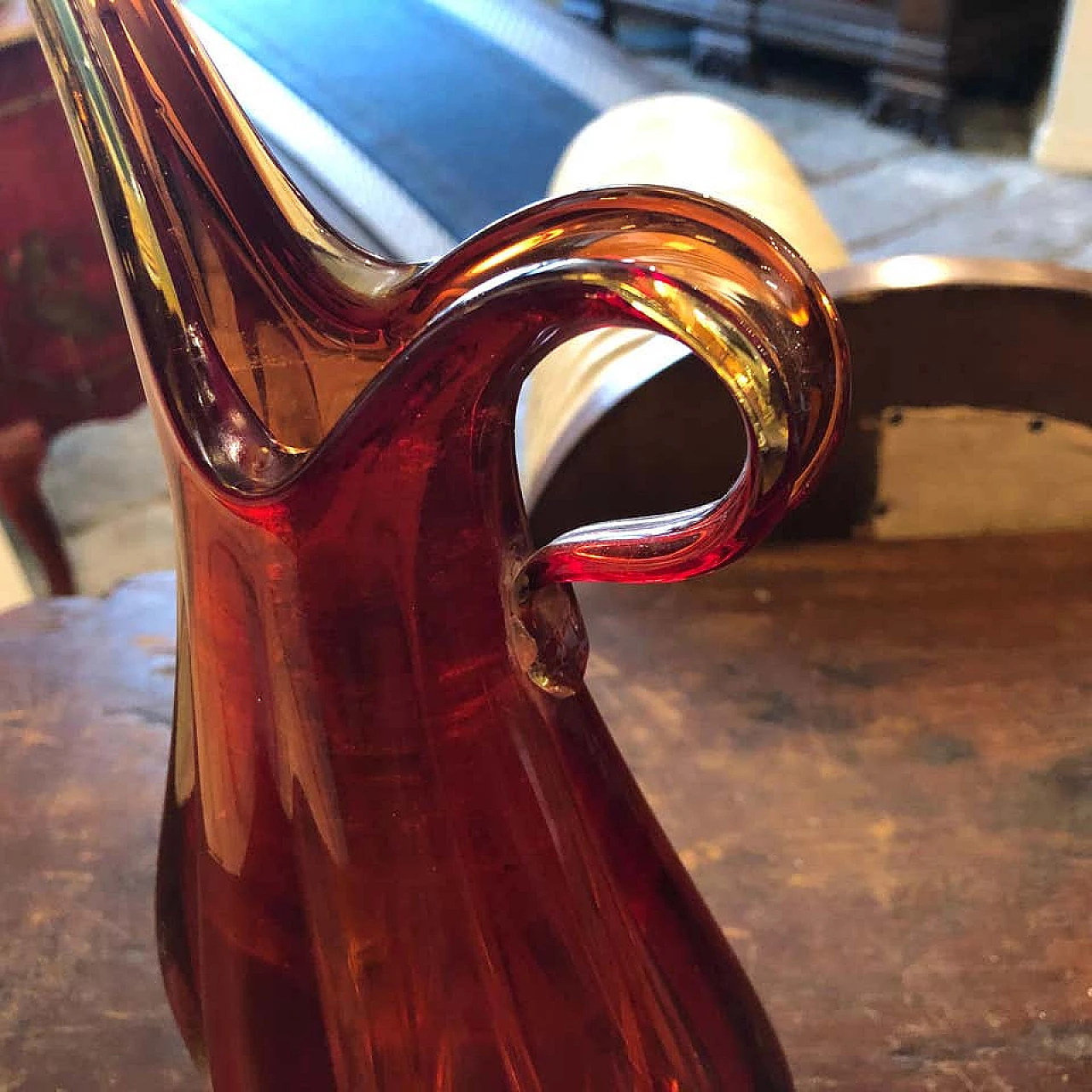 Sommerso red Murano glass vase attributed to Seguso, 1960 1161256