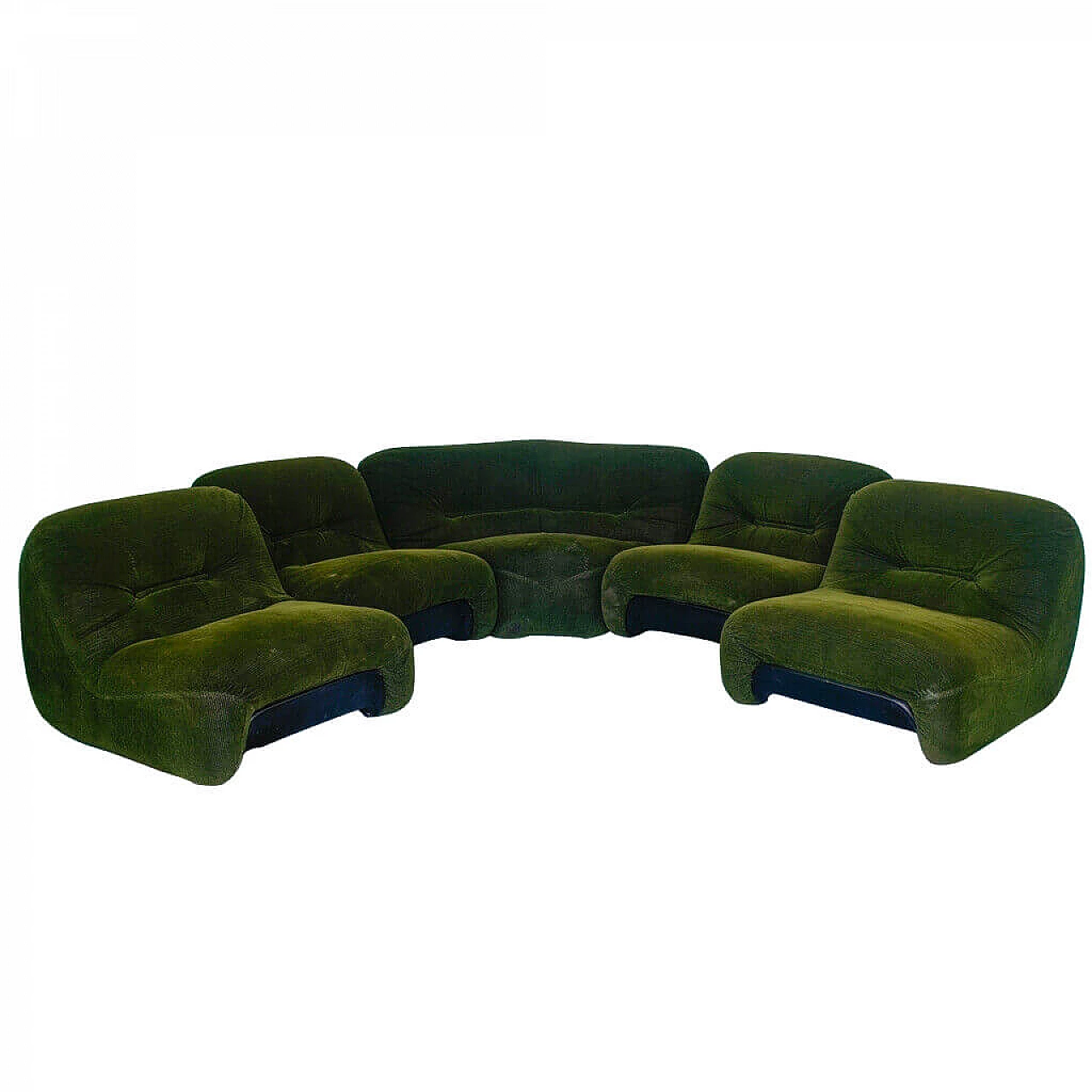 Malu modular sofa in green velvet of 1P, 70s 1161329