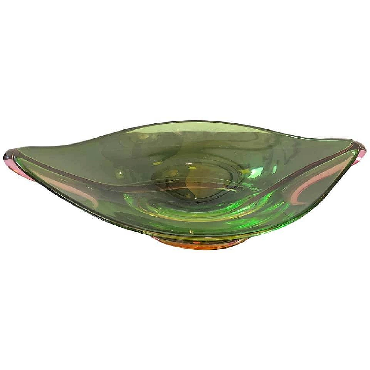 Italian green Murano glass centerpiece by Seguso, 70s 1161357