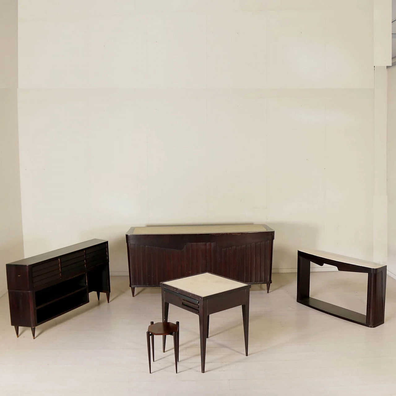 Wooden console table with marble top, 1950s 1161555