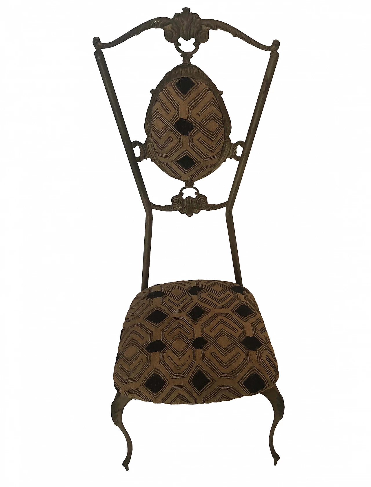 Sedia di metallo rivestita con tessuto kuba, '900 1161662