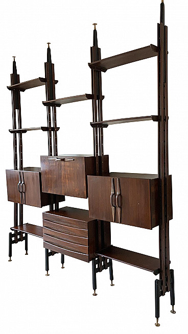 Modular rosewood bookcase attributed to Franco Albini, 1960s