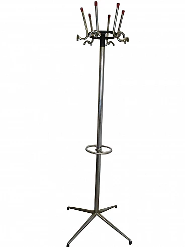Chromed metal office coat rack, 1950s