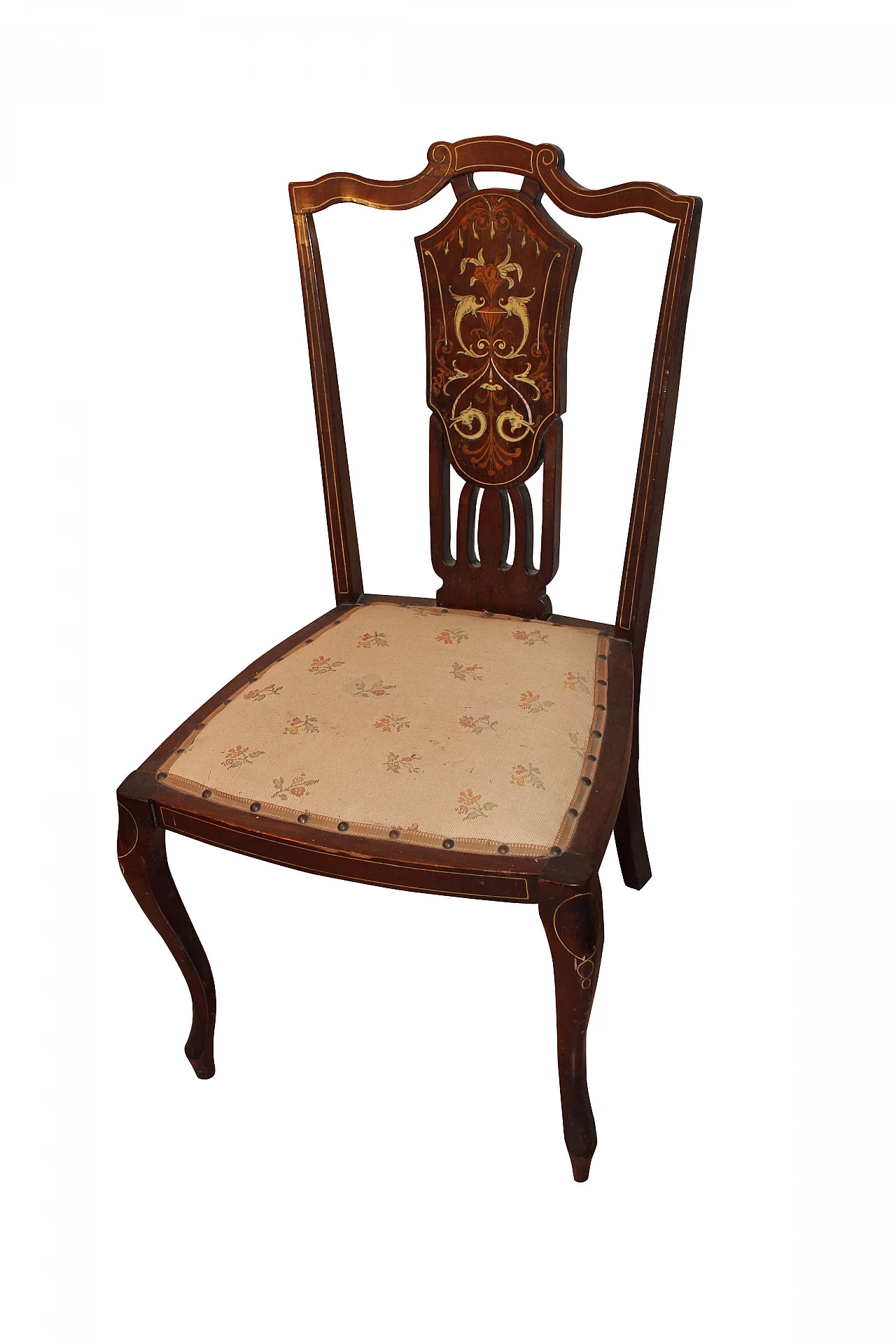 4 chairs inlaid in solid mahogany with ivory inserts, '800 1161714